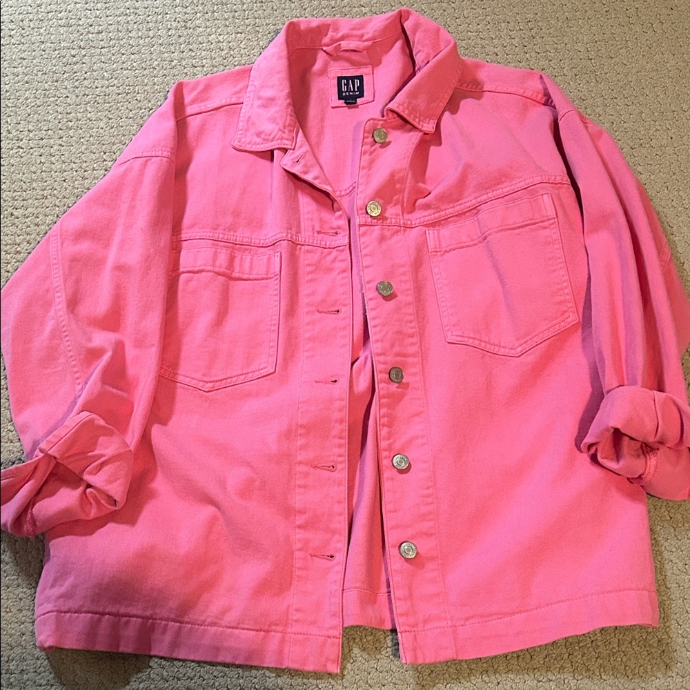 GAP hot Pink Button-Up denim jacket